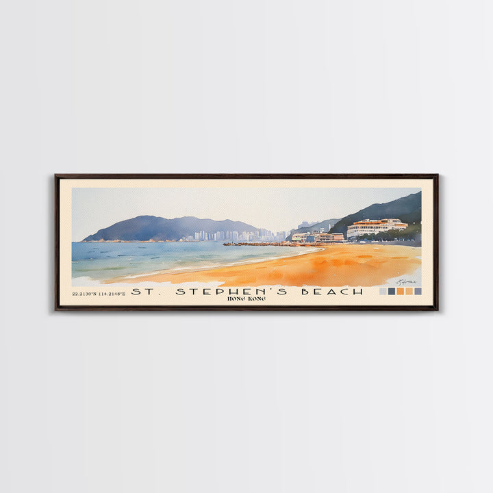 St. Stephen's Beach, Hong Kong Watercolor Print, Vacation Gift, Hong Kong Wall Art, Beach Painting, Beach Decor, Beach Or Lakehouse Art