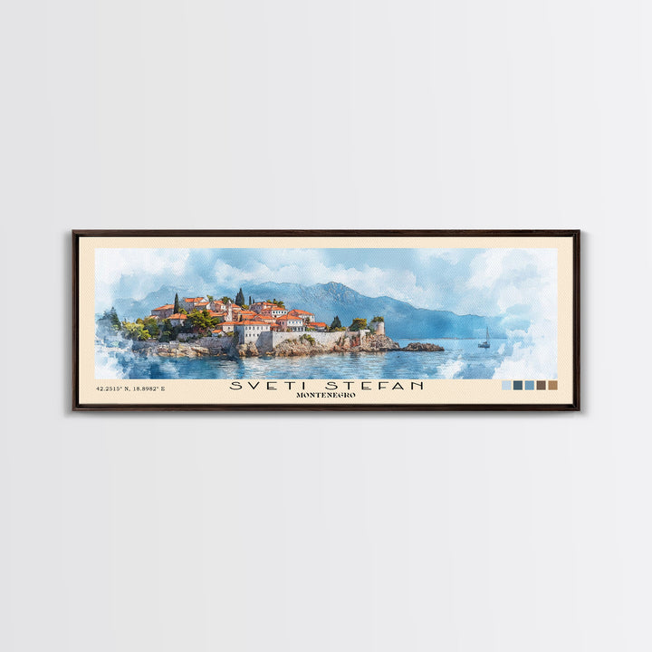 Sveti Stefan, Montenegro Watercolor Print, Vacation Gift, Montenegro Wall Art, Vacation Wall Art, Vacatation Memories, Beach Decor, Beach Or Lakehouse Art