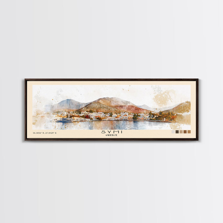 Symi, Greece Watercolor Beach Print, Vacation Gift, Greece Wall Art, Beach Painting, Beach Decor, Beach Painting