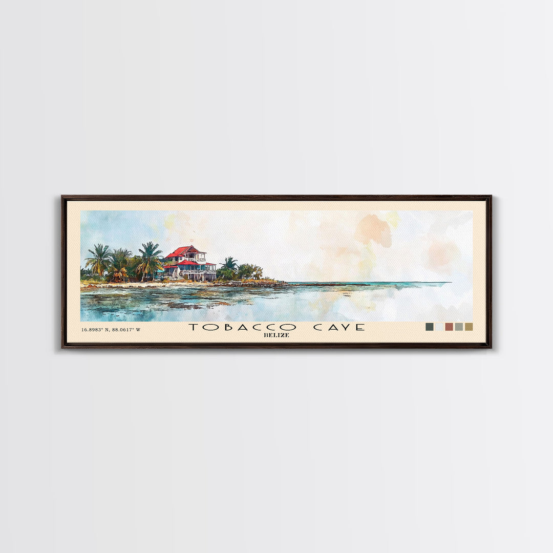 Tobacco Caye, Belize Watercolor Print, Vacation Gift, Belize Wall Art, Beach Painting, Beach Decor, Large Wall Art, Wood Frame Art