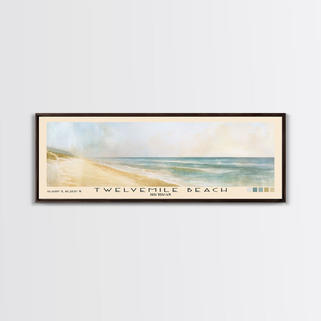 Twelvemile Beach, Michigan Watercolor Print, Vacation Gift, Michigan Wall Art, Beach Painting, Beach Decor, Large Wall Art, Wood Frame Art