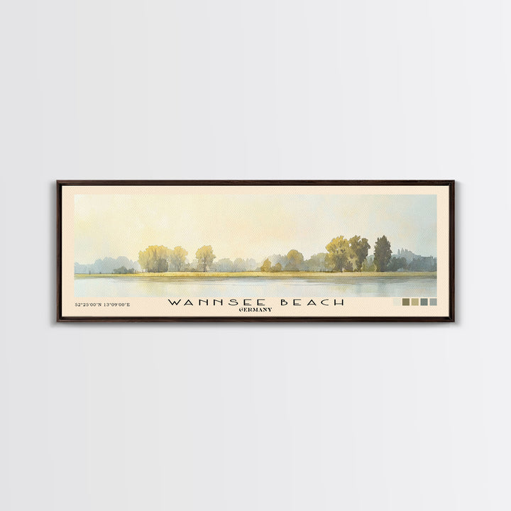 Wannsee Beach, Germany Watercolor Print, Vacation Gift, Germany Wall Art, Beach Painting, Beach Decor, Beach Or Lakehouse Art