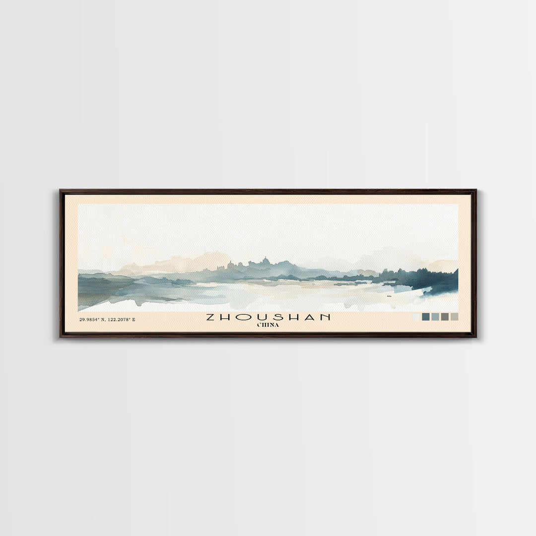 Zhoushan, China Watercolor Beach Print, Vacation Gift, China Wall Art, Beach Painting, Beach Decor, Beach Painting