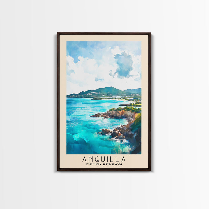 Anguilla, United Kingdom Watercolor Print, Vacation Gift, United Kingdom Wall Art, Vacation Wall Art, Vacatation Memories, Beach Decor, Beach Or Lakehouse Art