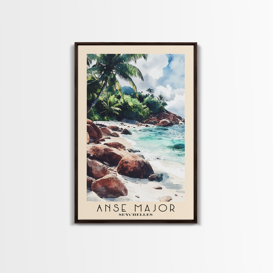 Anse Major, Seychelles Watercolor Beach Print, Vacation Gift, Seychelles Wall Art, Beach Painting, Beach Decor, Beach Painting