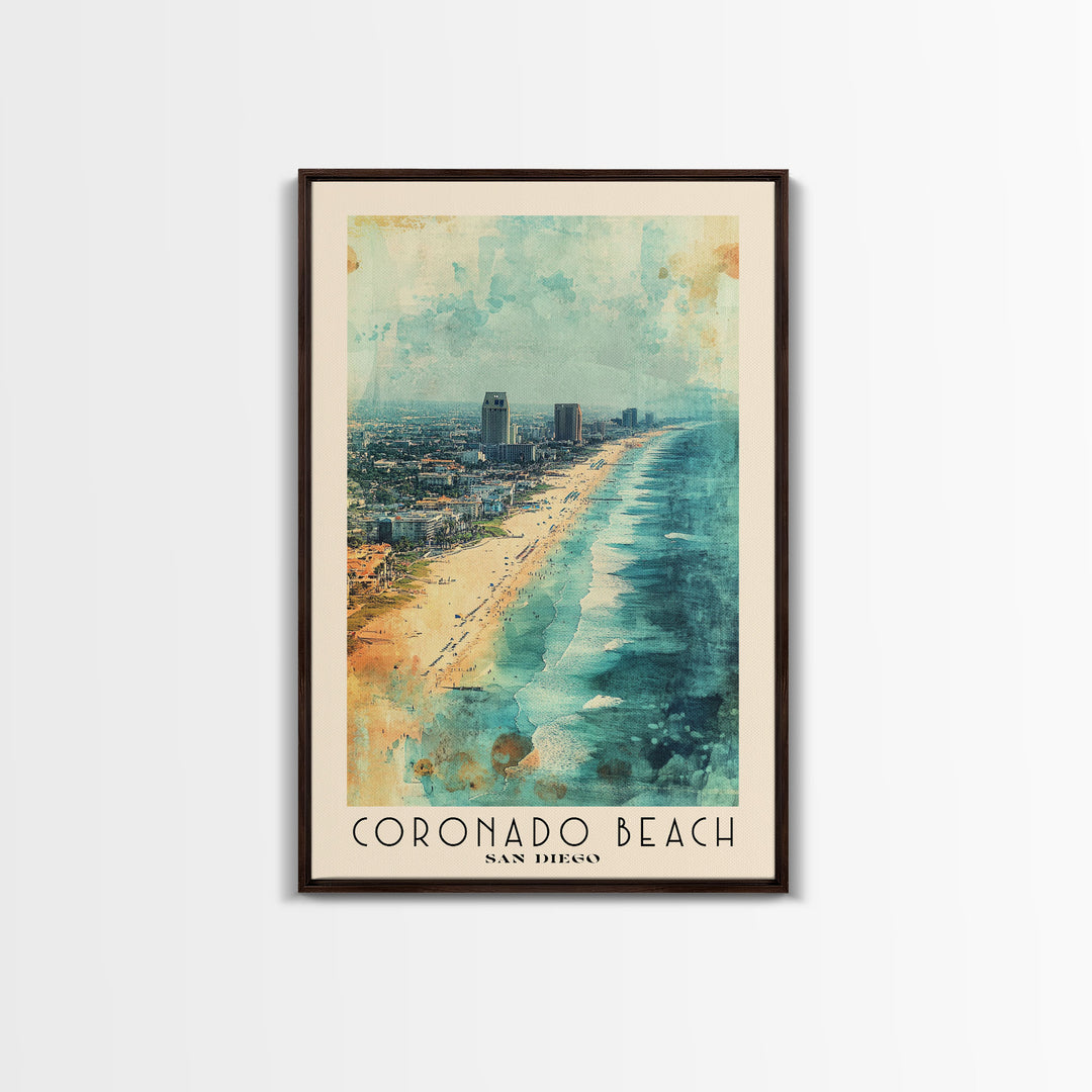 Coronado Beach, San Diego Watercolor Beach Print, Vacation Gift, San Diego Wall Art, Beach Painting, Beach Decor, Beach Painting