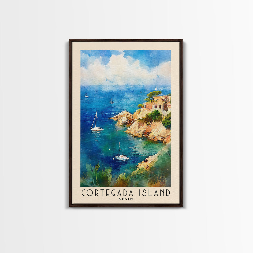 Cortegada Island, Spain Watercolor Beach Print, Vacation Gift, Spain Wall Art, Framed Canvas Print, Framed Beach Painting