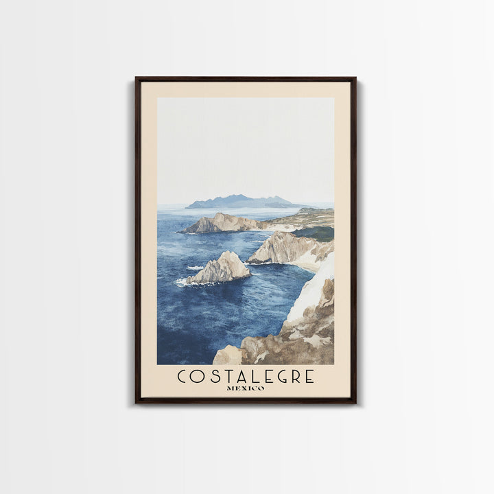 Costalegre, Mexico Watercolor Print, Vacation Gift, Mexico Wall Art, Beach Painting, Beach Decor, Large Wall Art, Wood Frame Art