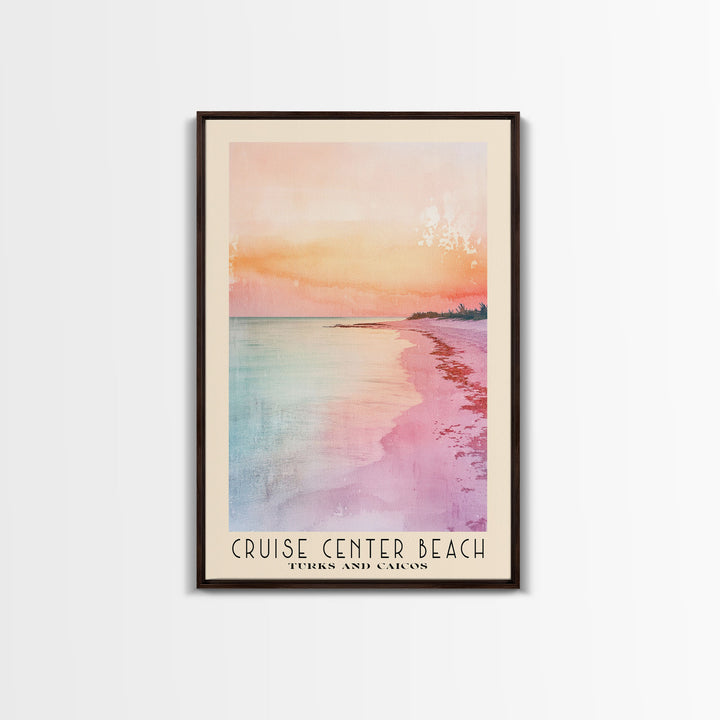 Cruise Center Beach, Turks and Caicos Watercolor Print, Vacation Gift, Turks and Caicos Wall Art, Beach Painting, Beach Decor, Large Wall Art, Wood Frame Art