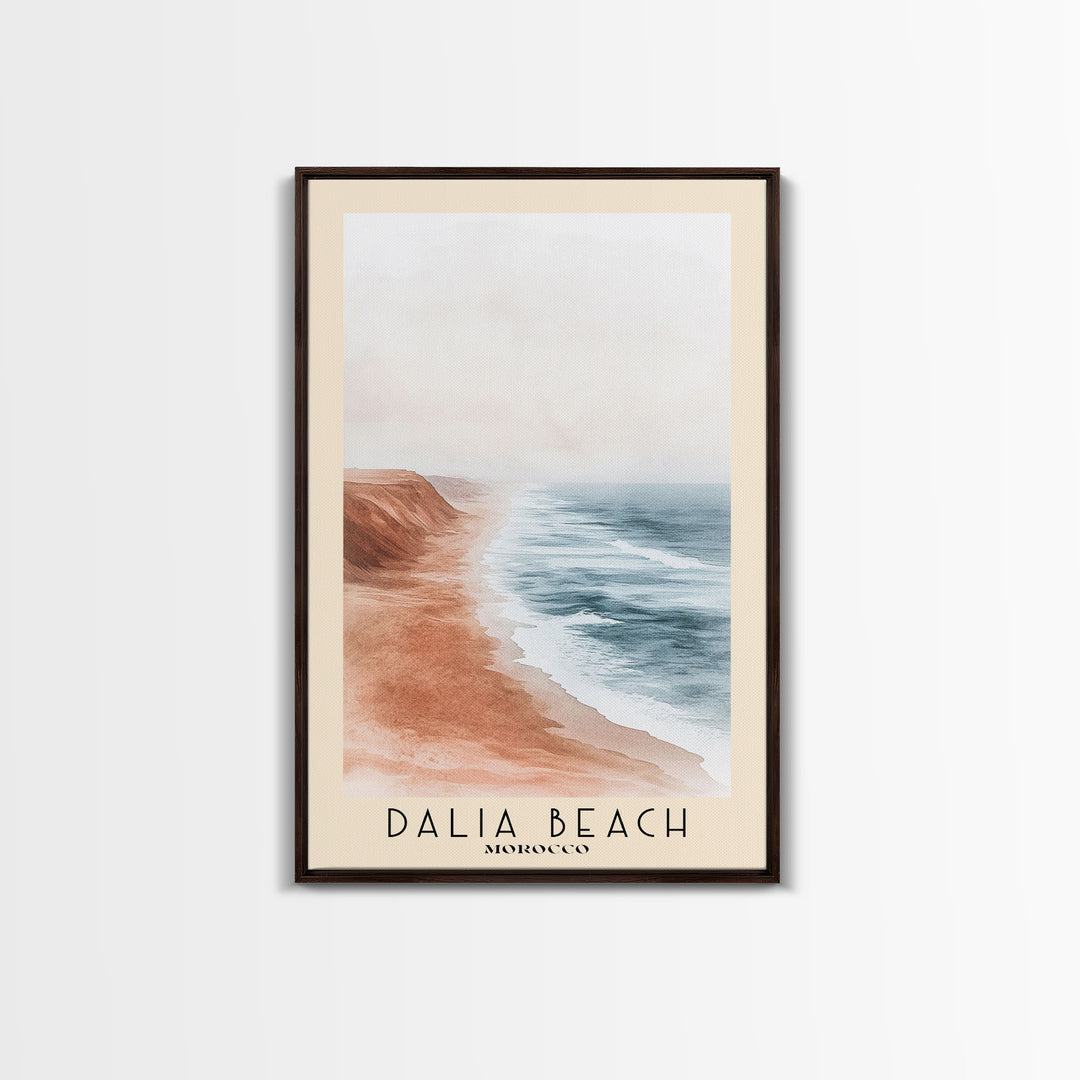 Dalia Beach, Morocco Watercolor Print, Vacation Gift, Morocco Wall Art, Beach Painting, Beach Decor, Large Wall Art, Wood Frame Art