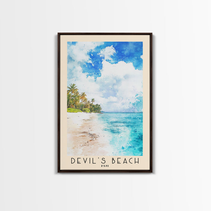 Devil’s Beach, Fiji Watercolor Beach Print, Vacation Gift, Fiji Wall Art, Beach Painting, Beach Decor, Beach Painting