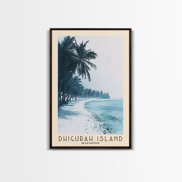 Dhigurah Island, Maldives Watercolor Print, Vacation Gift, Maldives Wall Art, Beach Painting, Beach Decor, Large Wall Art, Wood Frame Art