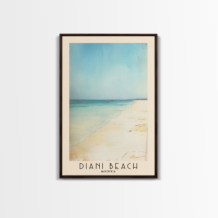 Diani Beach, Kenya Watercolor Beach Print, Vacation Gift, Kenya Wall Art, Framed Canvas Print, Framed Beach Painting