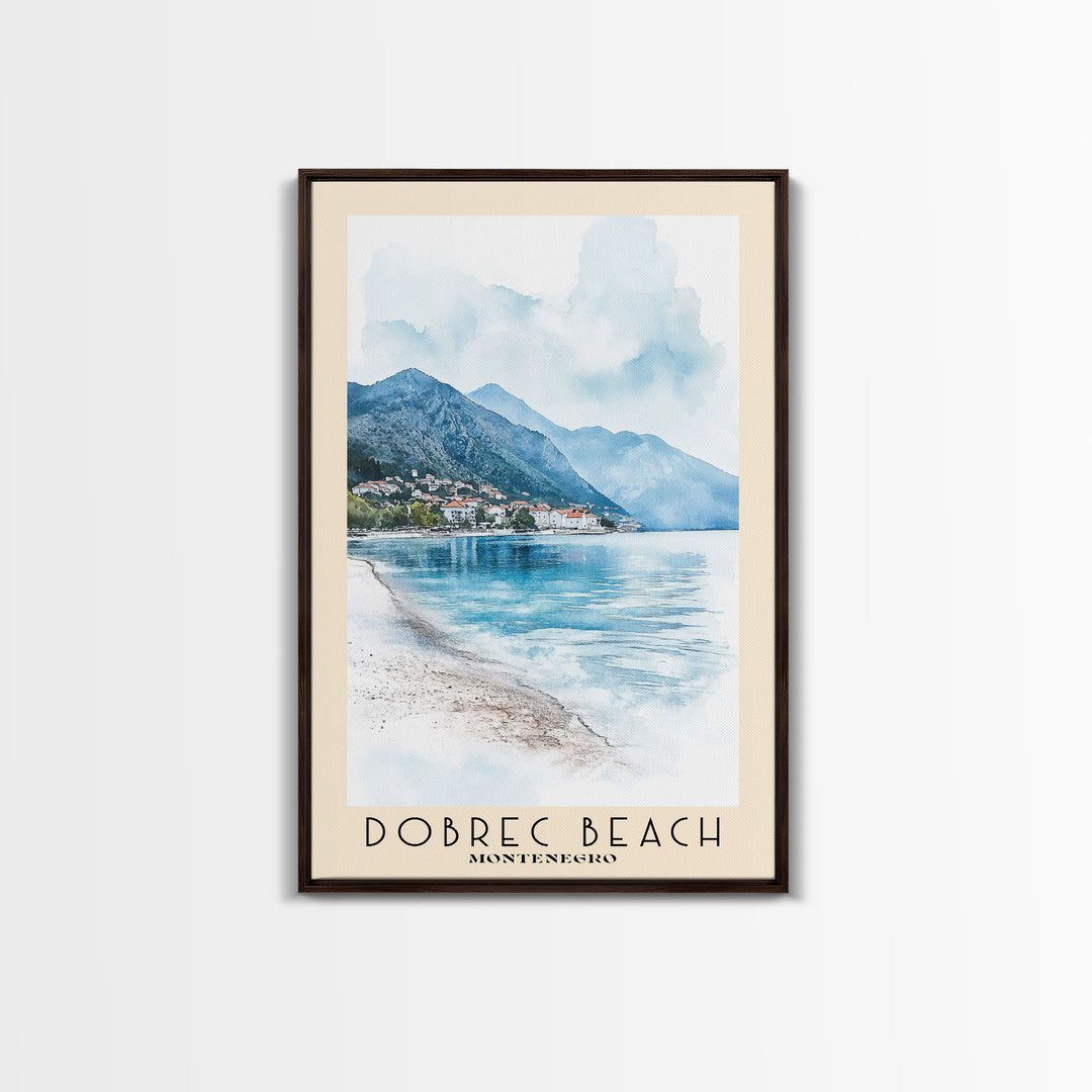 Dobrec Beach, Montenegro Watercolor Beach Print, Vacation Gift, Montenegro Wall Art, Beach Painting, Beach Decor, Beach Painting