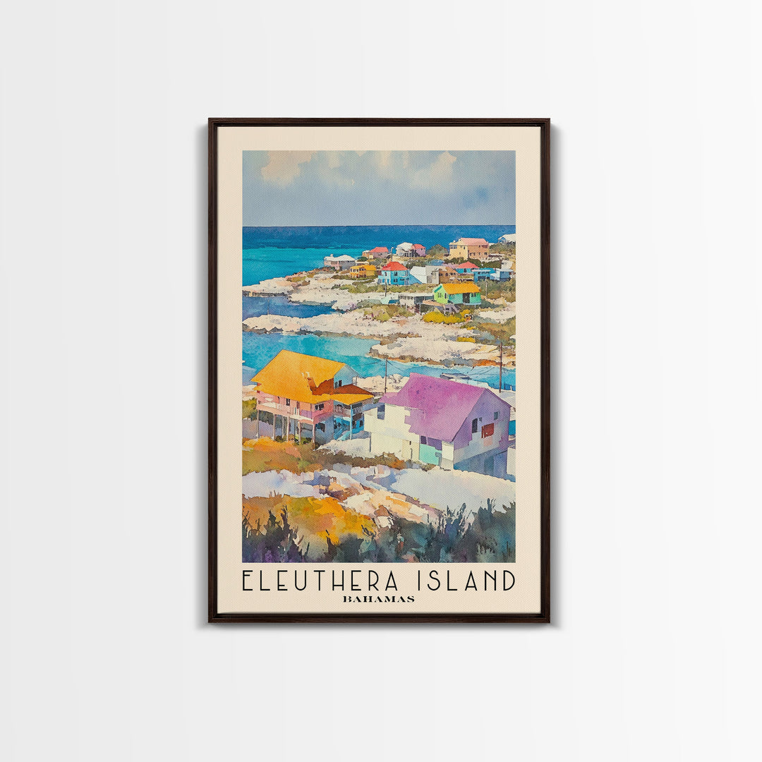 Eleuthera Island, Bahamas Watercolor Print, Vacation Gift, Bahamas Wall Art, Beach Painting, Beach Decor, Large Wall Art, Wood Frame Art