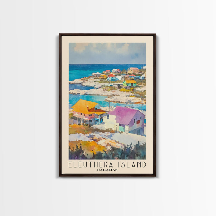 Eleuthera Island, Bahamas Watercolor Print, Vacation Gift, Bahamas Wall Art, Beach Painting, Beach Decor, Large Wall Art, Wood Frame Art