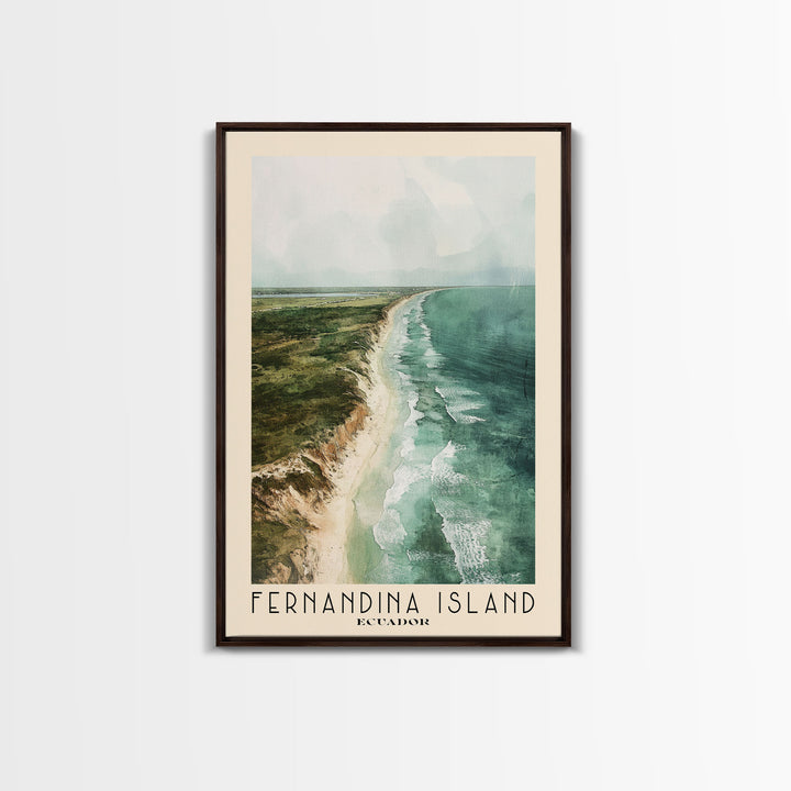 Fernandina Island, Ecuador Watercolor Print, Vacation Gift, Ecuador Wall Art, Vacation Wall Art, Vacatation Memories, Beach Decor, Beach Or Lakehouse Art