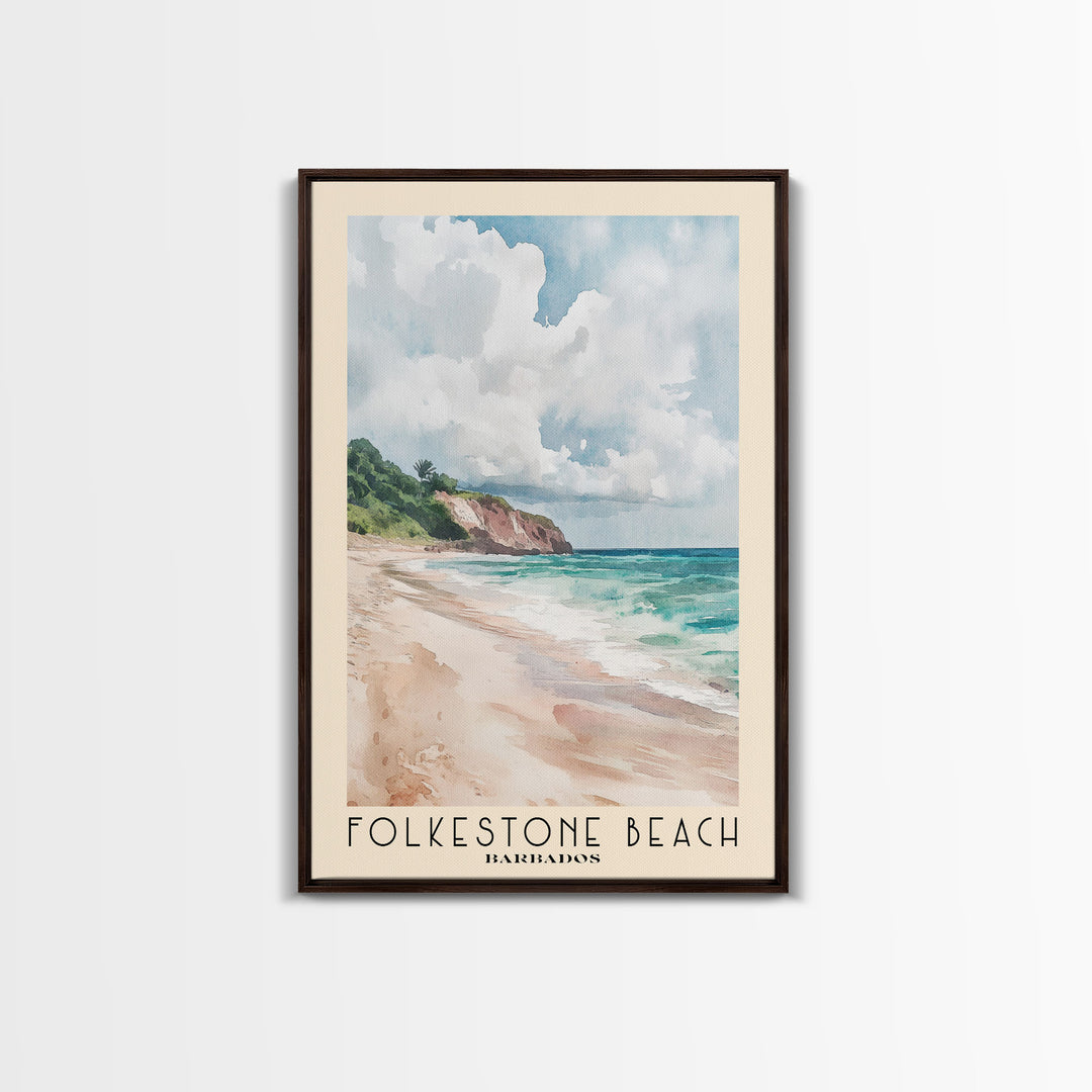 Folkestone Beach, Barbados Watercolor Beach Print, Vacation Gift, Barbados Wall Art, Beach Painting, Beach Decor, Beach Painting