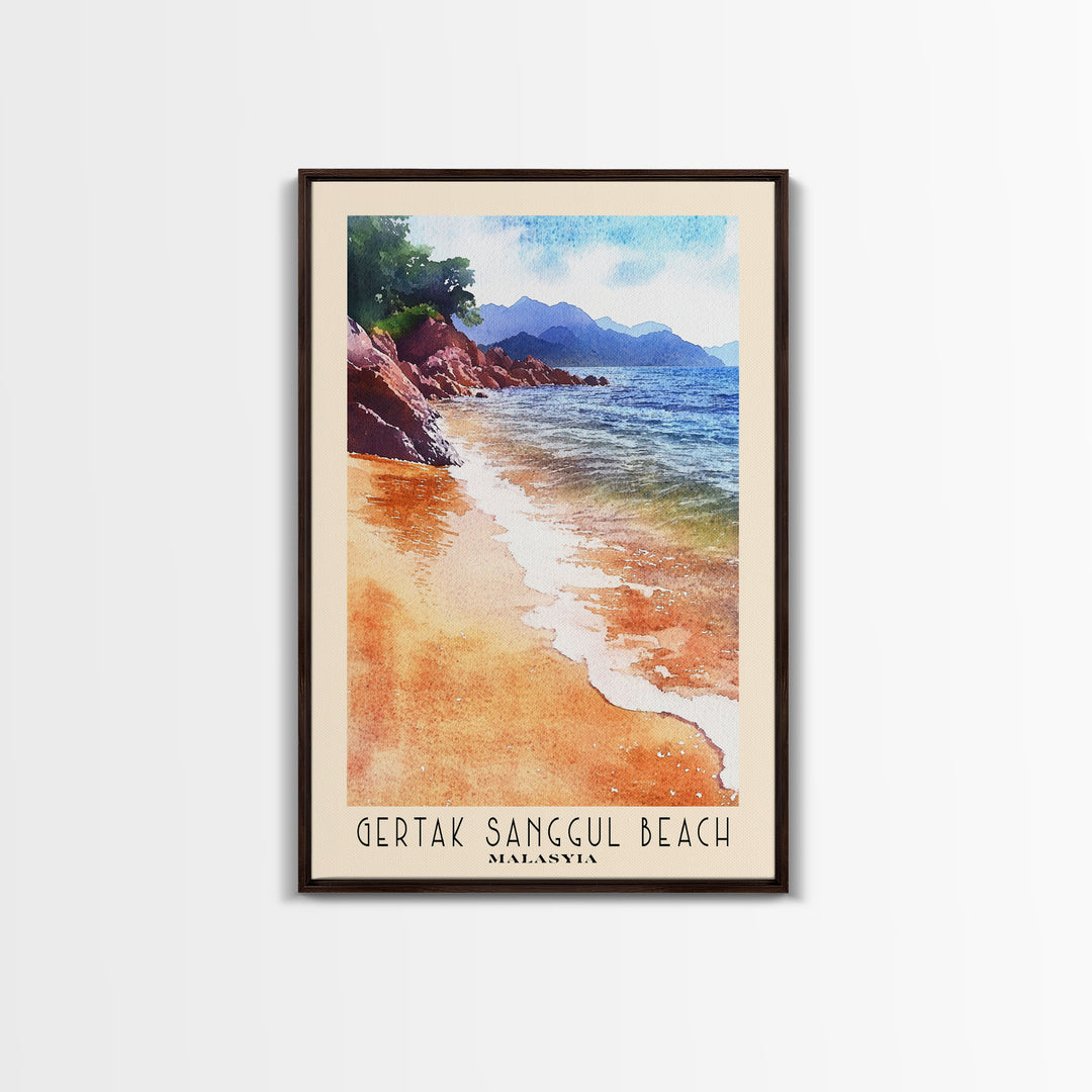 Gertak Sanggul Beach, Malasyia Watercolor Print, Vacation Gift, Malasyia Wall Art, Beach Painting, Beach Decor, Beach Or Lakehouse Art