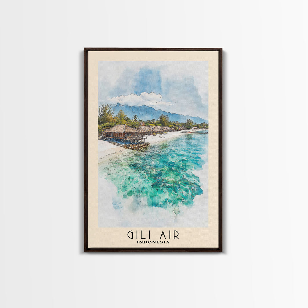 Gili Air, Indonesia Watercolor Print, Vacation Gift, Indonesia Wall Art, Vacation Wall Art, Vacatation Memories, Beach Decor, Beach Or Lakehouse Art