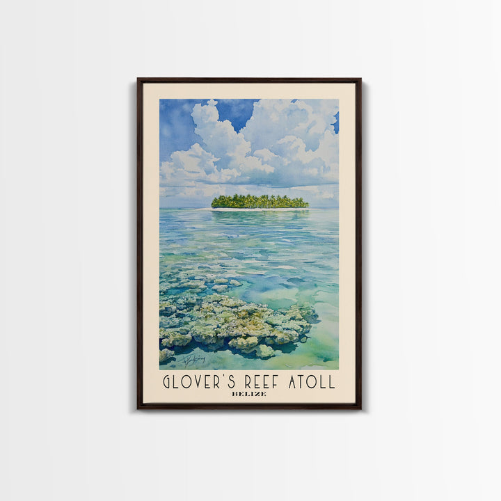 Glover’s Reef Atoll, Belize Watercolor Beach Print, Vacation Gift, Belize Wall Art, Beach Painting, Beach Decor, Beach Painting