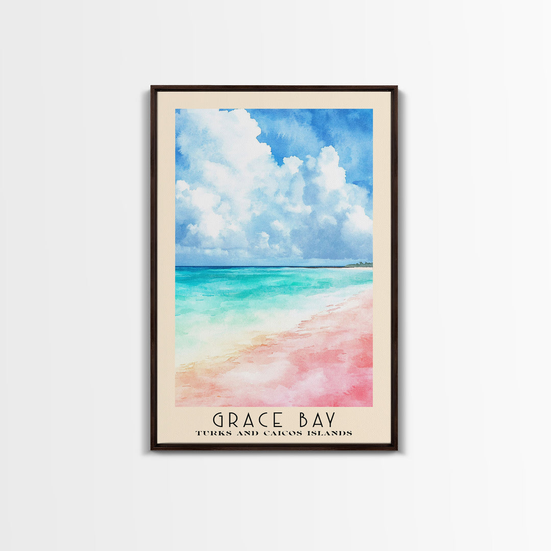 Grace Bay, Turks and Caicos Islands Watercolor Print, Vacation Gift, Turks and Caicos Islands Wall Art, Vacation Wall Art, Vacatation Memories, Beach Decor, Beach Or Lakehouse Art