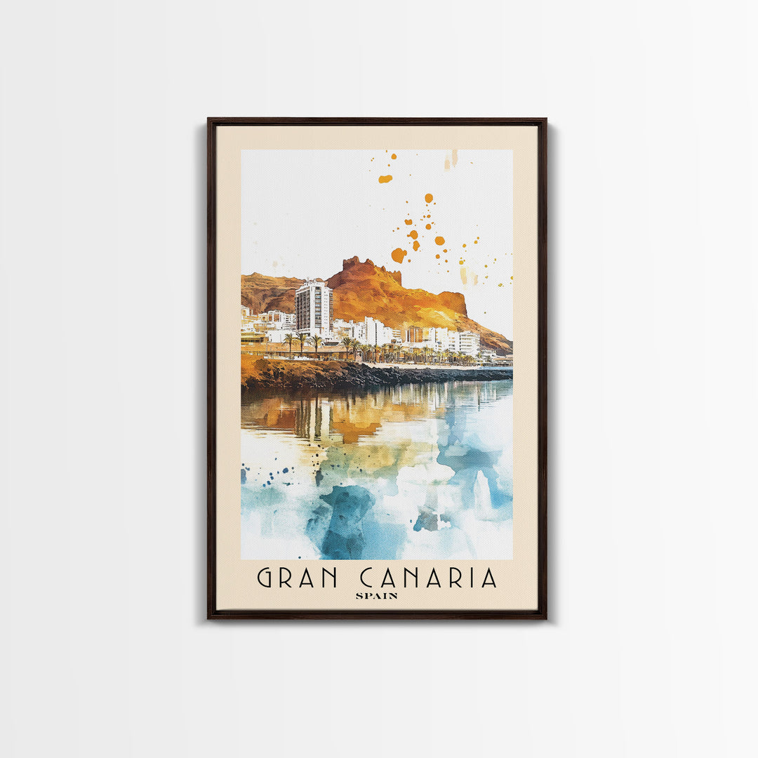 Gran Canaria, Spain Watercolor Beach Print, Vacation Gift, Spain Wall Art, Beach Painting, Beach Decor, Beach Painting