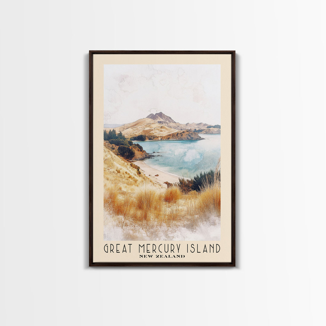 Great Mercury Island, New Zealand Watercolor Print, Vacation Gift, New Zealand Wall Art, Vacation Wall Art, Vacatation Memories, Beach Decor, Beach Or Lakehouse Art