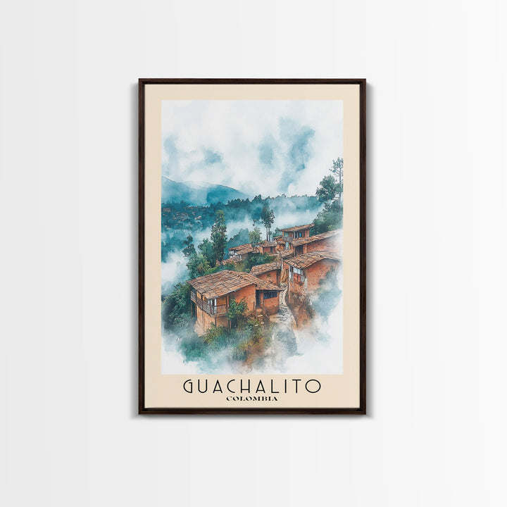 Guachalito, Colombia Watercolor Beach Print, Vacation Gift, Colombia Wall Art, Framed Canvas Print, Framed Beach Painting