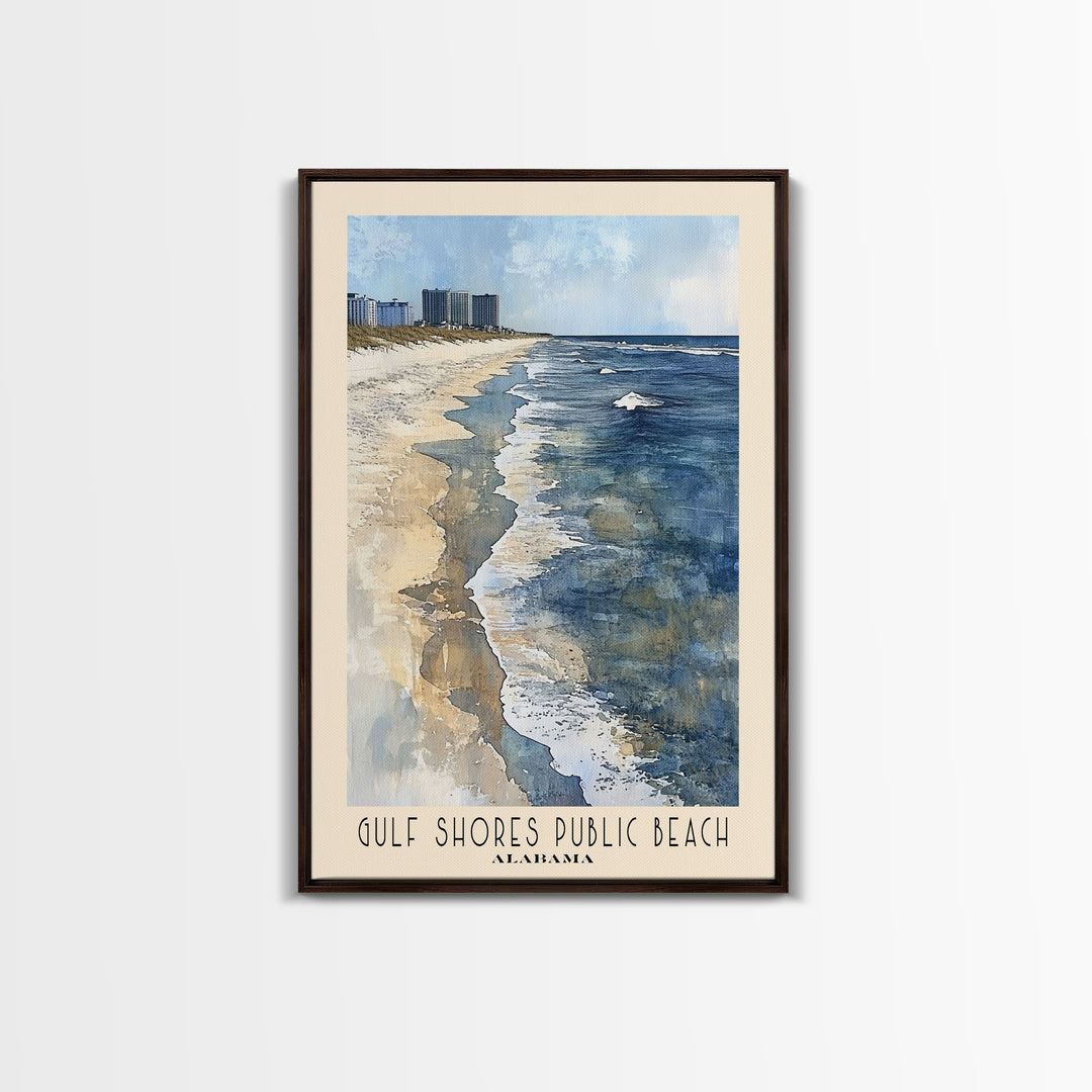 Gulf Shores Public Beach, Alabama Watercolor Print, Vacation Gift, Alabama Wall Art, Beach Painting, Beach Decor, Large Wall Art, Wood Frame Art