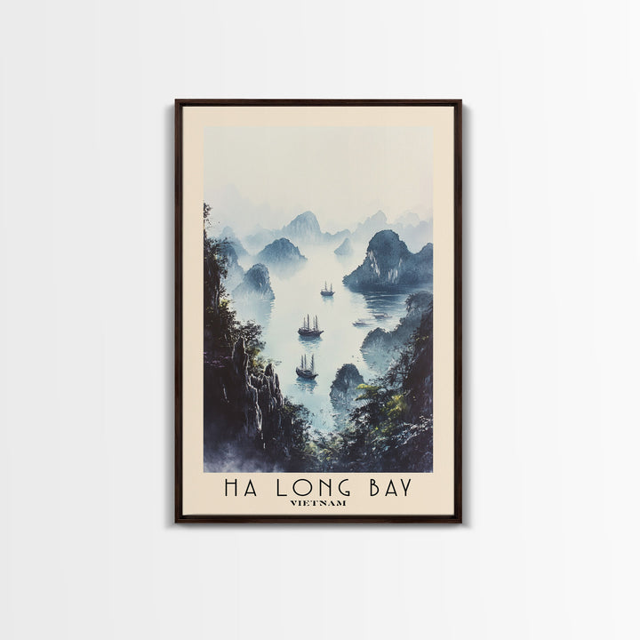 Ha Long Bay, Vietnam Watercolor Beach Print, Vacation Gift, Vietnam Wall Art, Framed Canvas Print, Framed Beach Painting