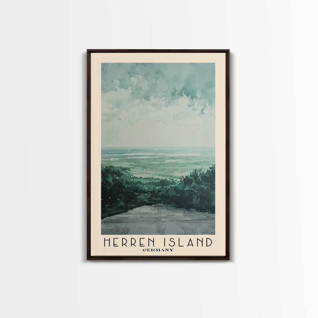 Herren Island, Germany Watercolor Print, Vacation Gift, Germany Wall Art, Beach Painting, Beach Decor, Large Wall Art, Wood Frame Art