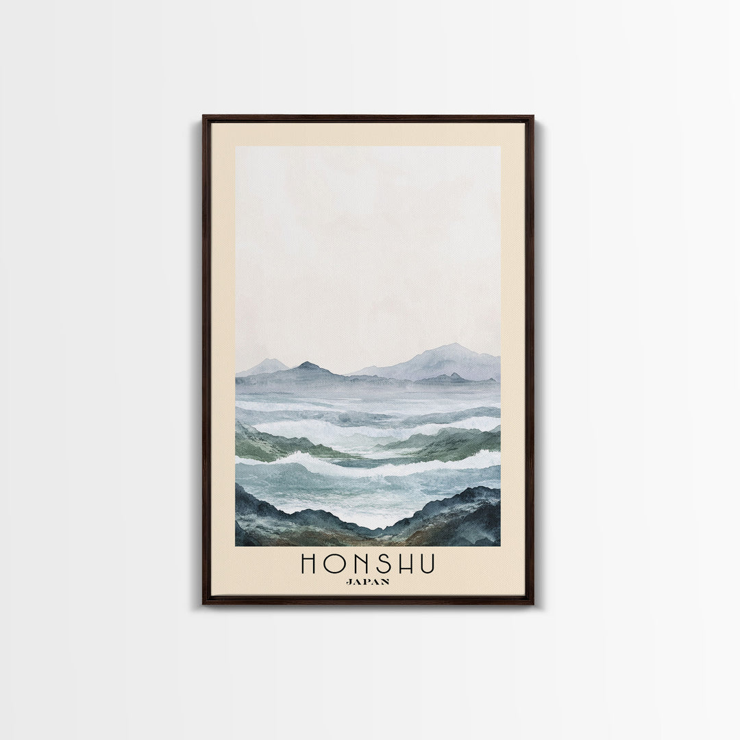 Honshu, Japan Watercolor Print, Vacation Gift, Japan Wall Art, Beach Painting, Beach Decor, Large Wall Art, Wood Frame Art