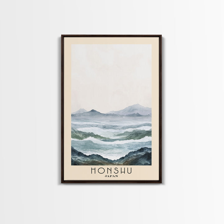 Honshu, Japan Watercolor Print, Vacation Gift, Japan Wall Art, Beach Painting, Beach Decor, Large Wall Art, Wood Frame Art