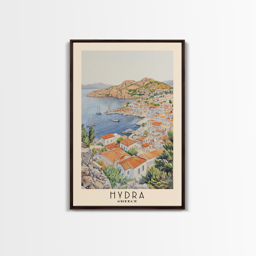 Hydra, Greece Watercolor Print, Vacation Gift, Greece Wall Art, Vacation Wall Art, Vacatation Memories, Beach Decor, Beach Or Lakehouse Art