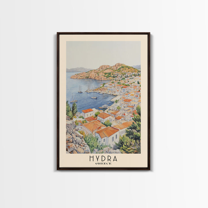 Hydra, Greece Watercolor Print, Vacation Gift, Greece Wall Art, Vacation Wall Art, Vacatation Memories, Beach Decor, Beach Or Lakehouse Art