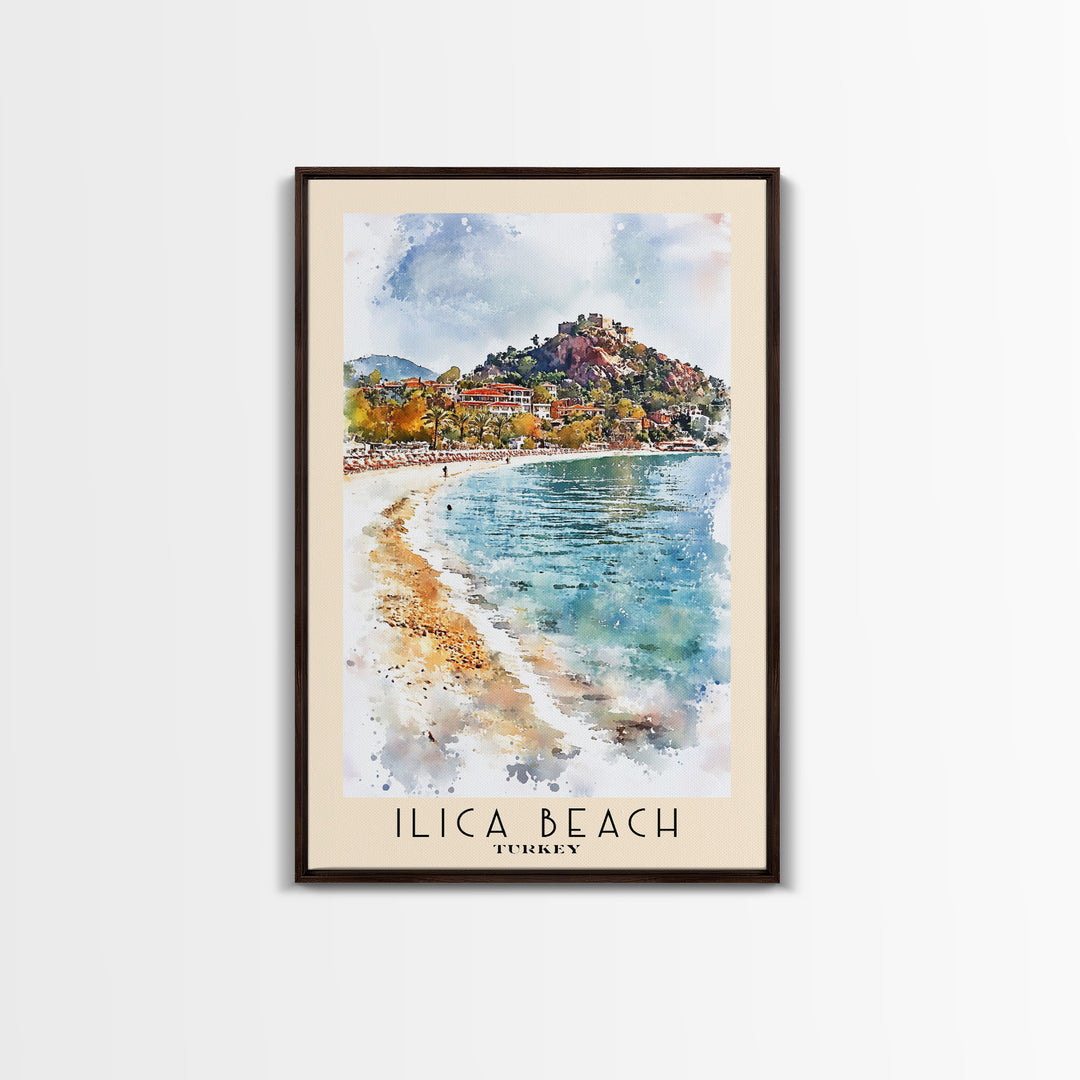 Ilıca Beach, Turkey Watercolor Beach Print, Vacation Gift, Turkey Wall Art, Beach Painting, Beach Decor, Beach Painting