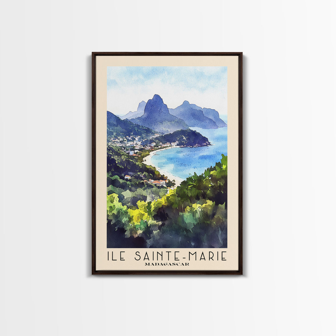 Ile Sainte-Marie, Madagascar Watercolor Print, Vacation Gift, Madagascar Wall Art, Beach Painting, Beach Decor, Large Wall Art, Wood Frame Art