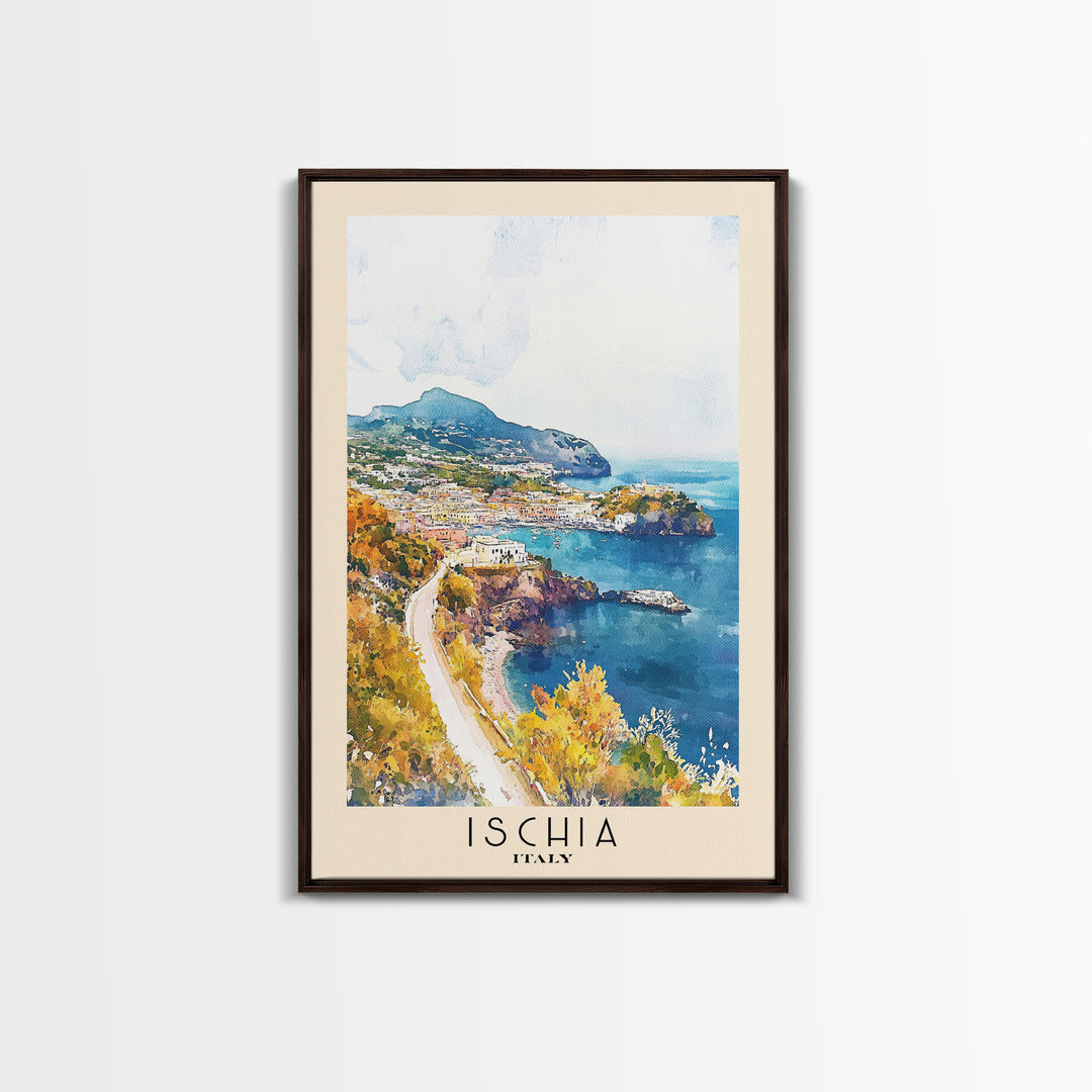 Ischia, Italy Watercolor Beach Print, Vacation Gift, Italy Wall Art, Beach Painting, Beach Decor, Beach Painting