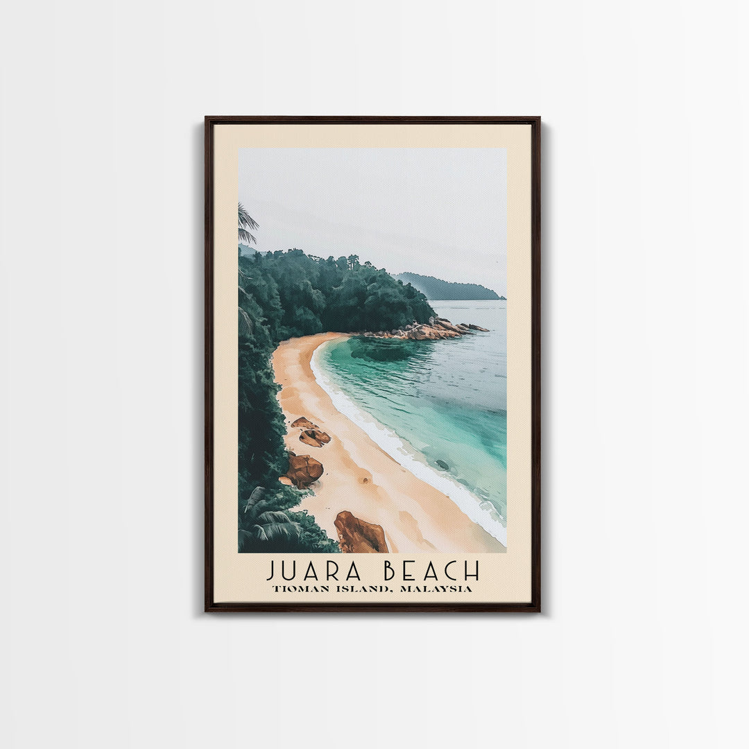 Juara Beach, Tioman Island, Malaysia Watercolor Print, Vacation Gift, Tioman Island, Malaysia Wall Art, Beach Painting, Beach Decor, Large Wall Art, Wood Frame Art