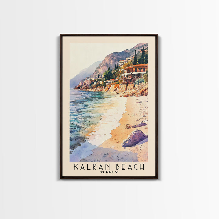 Kalkan Beach, Turkey Watercolor Print, Vacation Gift, Turkey Wall Art, Beach Painting, Beach Decor, Beach Or Lakehouse Art