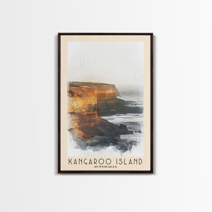 Kangaroo Island, Australia Watercolor Beach Print, Vacation Gift, Australia Wall Art, Framed Canvas Print, Framed Beach Painting