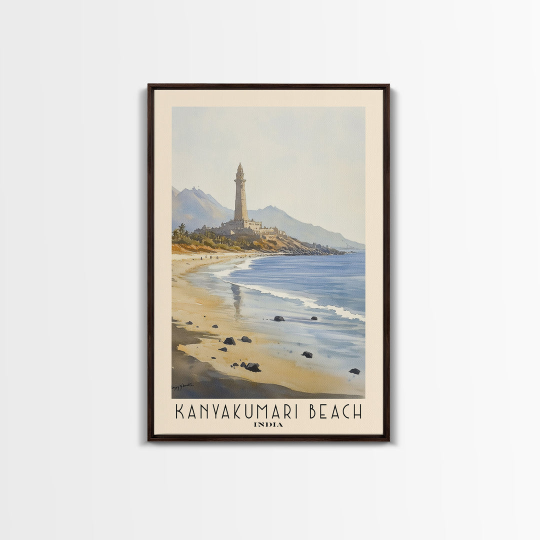 Kanyakumari Beach, India Watercolor Print, Vacation Gift, India Wall Art, Vacation Wall Art, Vacatation Memories, Beach Decor, Beach Or Lakehouse Art