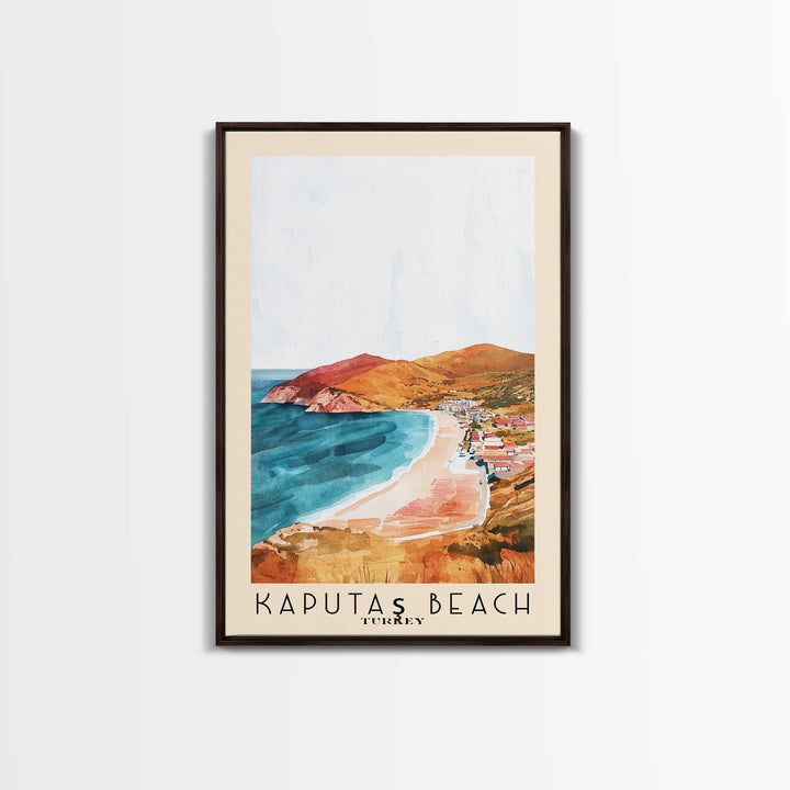 Kaputaş Beach, Turkey Watercolor Beach Print, Vacation Gift, Turkey Wall Art, Beach Painting, Beach Decor, Beach Painting