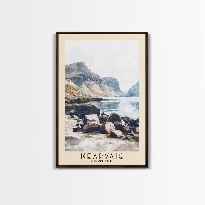 Kearvaig, Scotland Watercolor Print, Vacation Gift, Scotland Wall Art, Beach Painting, Beach Decor, Large Wall Art, Wood Frame Art