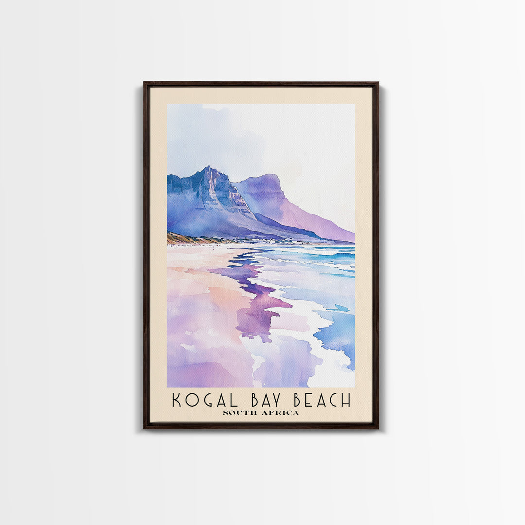 Kogal Bay Beach, South Africa Watercolor Print, Vacation Gift, South Africa Wall Art, Beach Painting, Beach Decor, Large Wall Art, Wood Frame Art