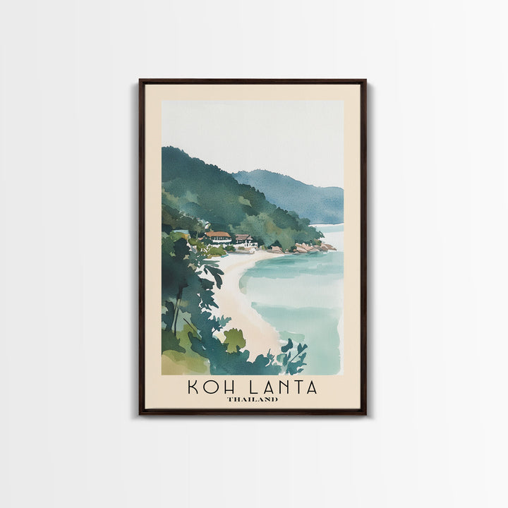 Koh Lanta, Thailand Watercolor Print, Vacation Gift, Thailand Wall Art, Beach Painting, Beach Decor, Large Wall Art, Wood Frame Art