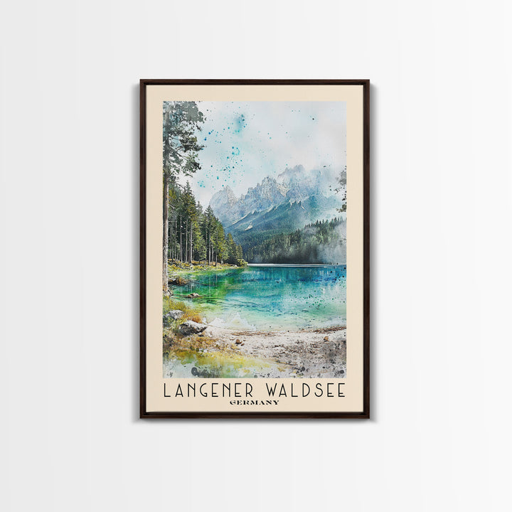 Langener Waldsee, Germany Watercolor Beach Print, Vacation Gift, Germany Wall Art, Framed Canvas Print, Framed Beach Painting