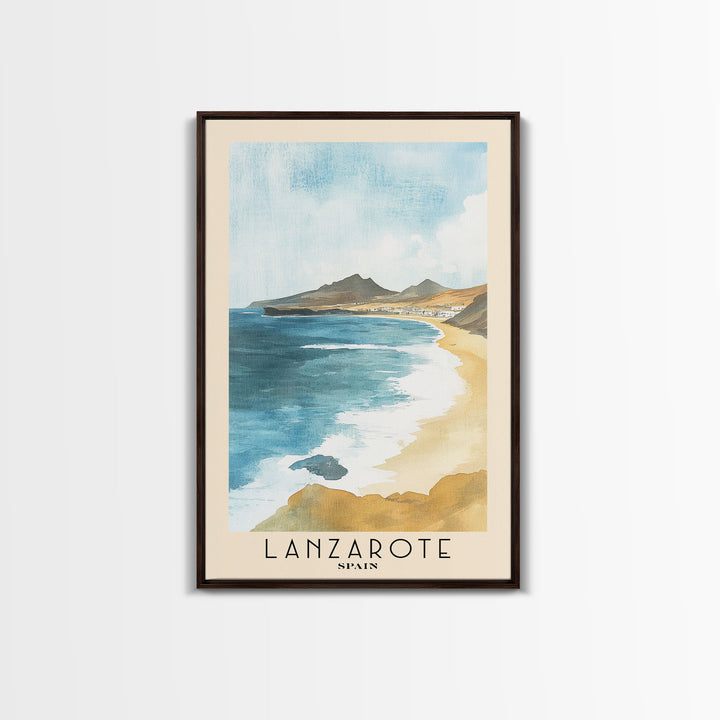 Lanzarote, Spain Watercolor Print, Vacation Gift, Spain Wall Art, Vacation Wall Art, Vacatation Memories, Beach Decor, Beach Or Lakehouse Art