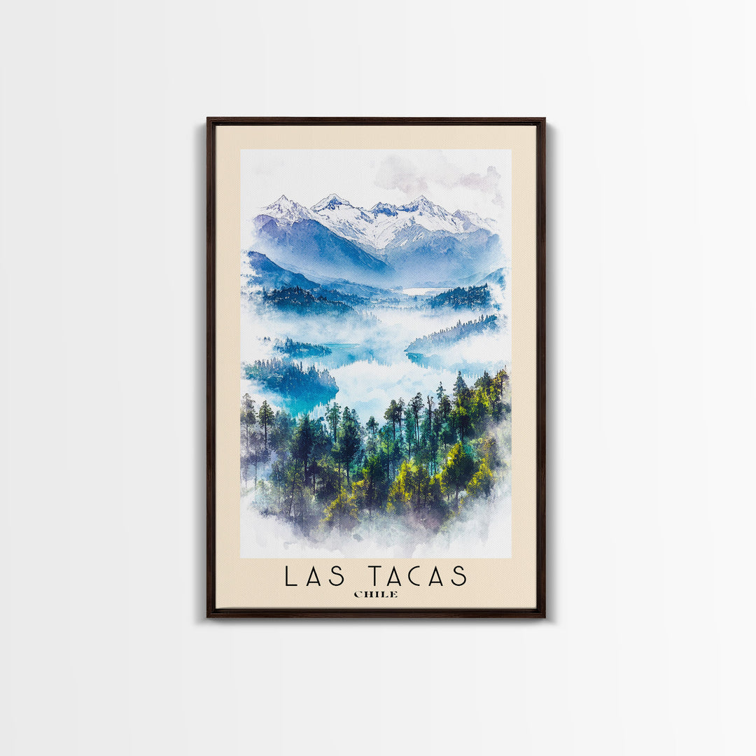 Las Tacas, Chile Watercolor Beach Print, Vacation Gift, Chile Wall Art, Framed Canvas Print, Framed Beach Painting